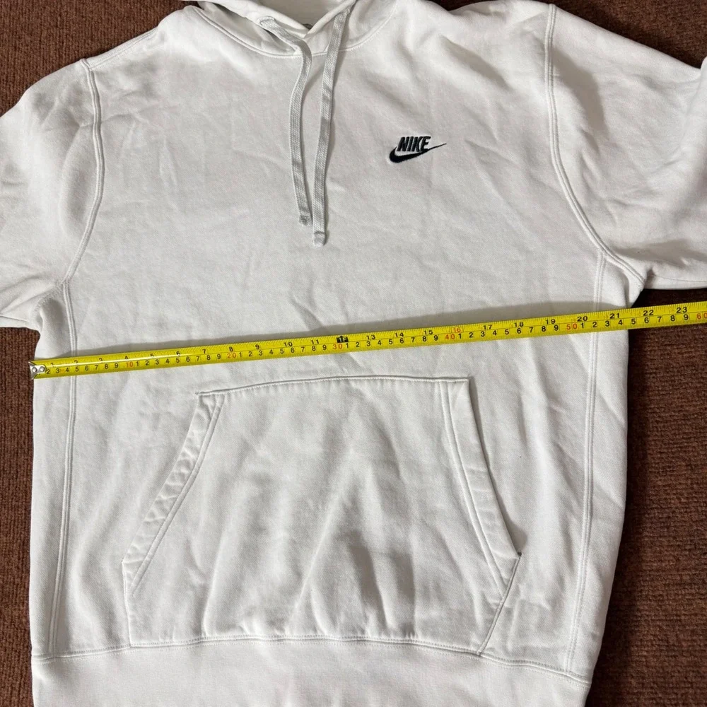 Nike Sportswear Club Fleece Hoodie White Black Logo Pullover Mens‎ M BV2654-100